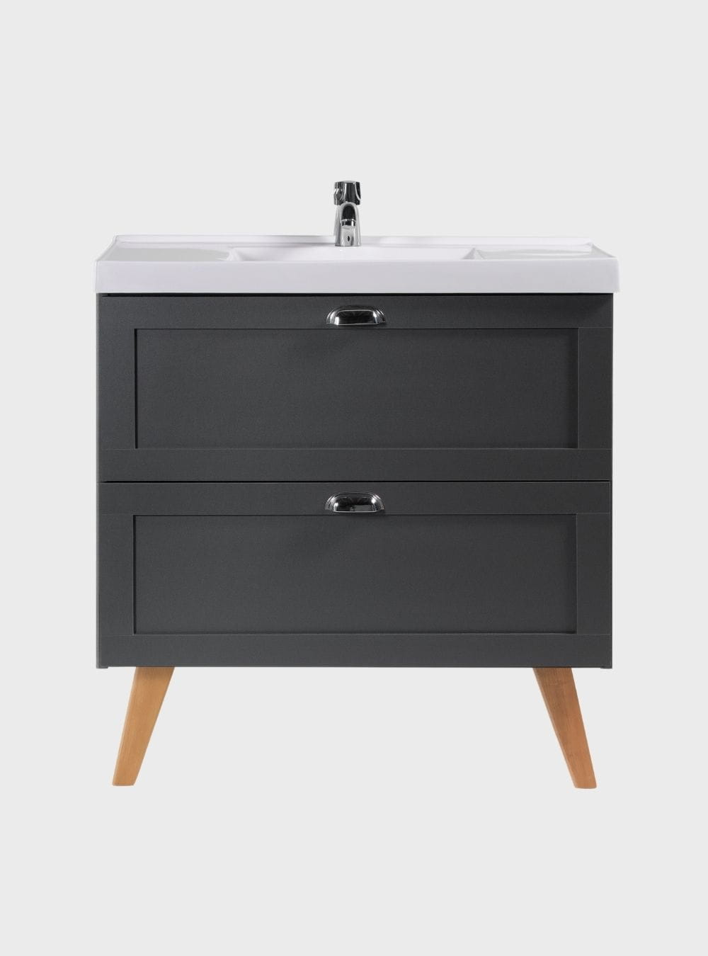 On Móveis Conjuntos de móveis para banheiro Gabinete para Banheiro com Cuba e Espelho Organico 80cm Retro Mdf Grafite Milano - On Móveis