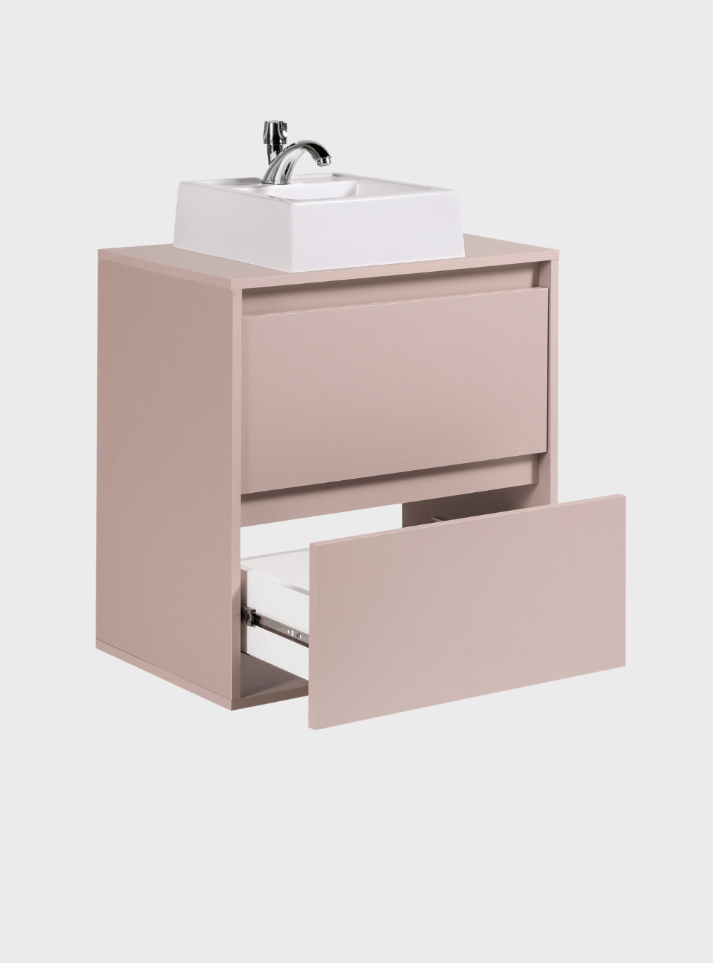 On Móveis Conjuntos de móveis para banheiro Gabinete para Banheiro com Cuba e Espelho Redondo 60cm Mdf Rosa Dubai - On Móveis