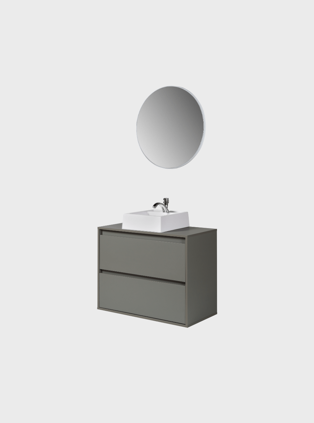 On Móveis Conjuntos de móveis para banheiro Gabinete para Banheiro com Cuba e Espelho Redondo 80cm Mdf Verde Dubai - On Móveis