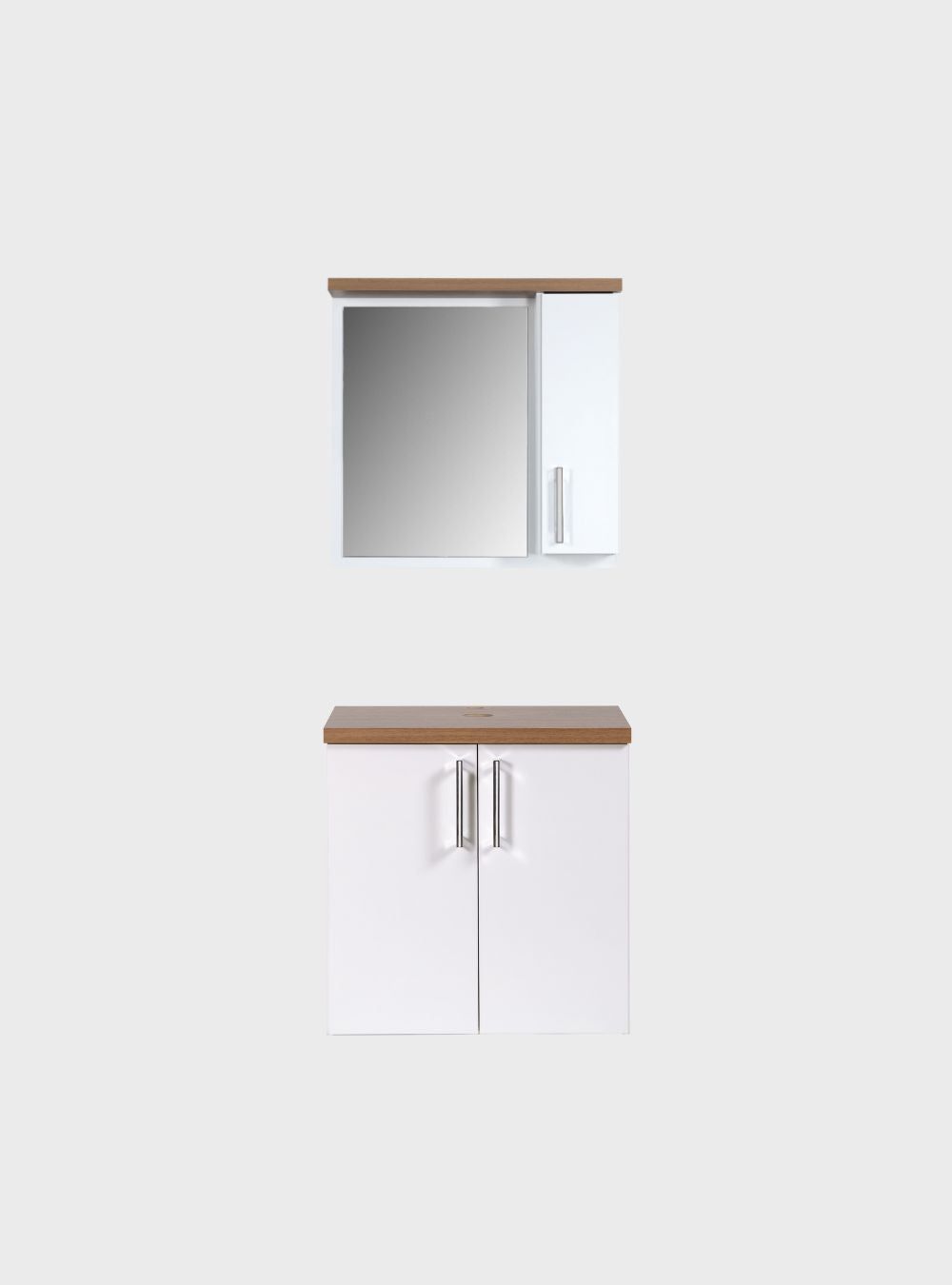 On Móveis Conjuntos de móveis para banheiro Gabinete para Banheiro com Espelheira 60cm Mdf Freijo Paris - On Móveis