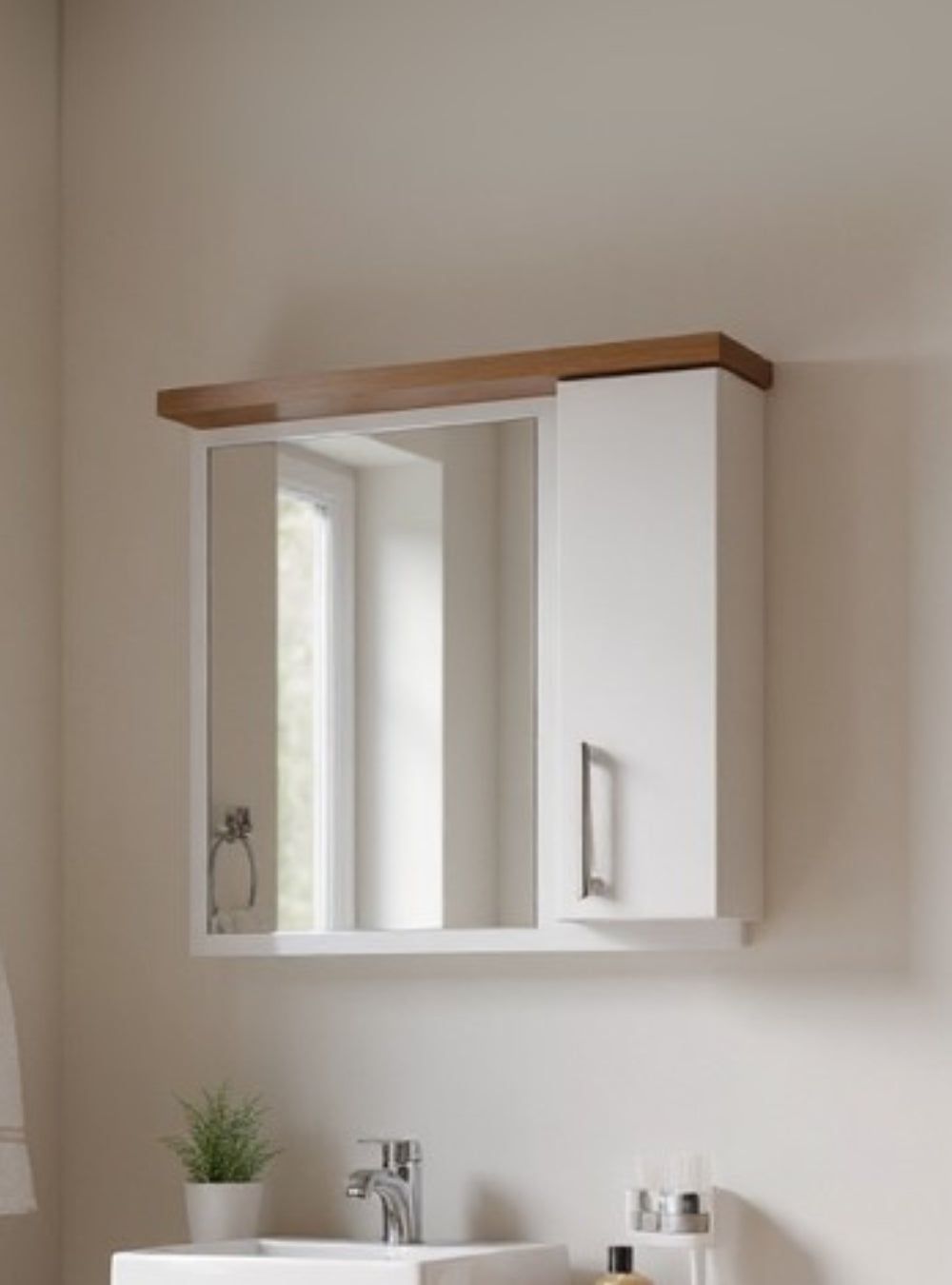 On Móveis Conjuntos de móveis para banheiro Gabinete para Banheiro com Espelheira 60cm Mdf Freijo Paris - On Móveis