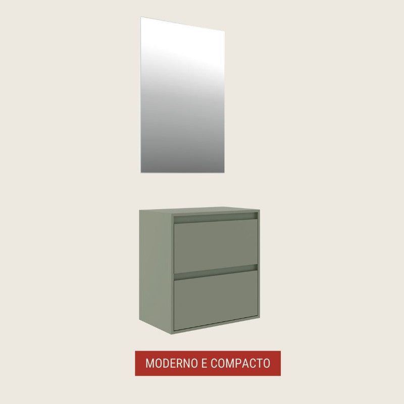 On Móveis Conjuntos de móveis para banheiro 60 Gabinete para Banheiro com Espelheira 60cm Mdf Verde Dubai - On Móveis