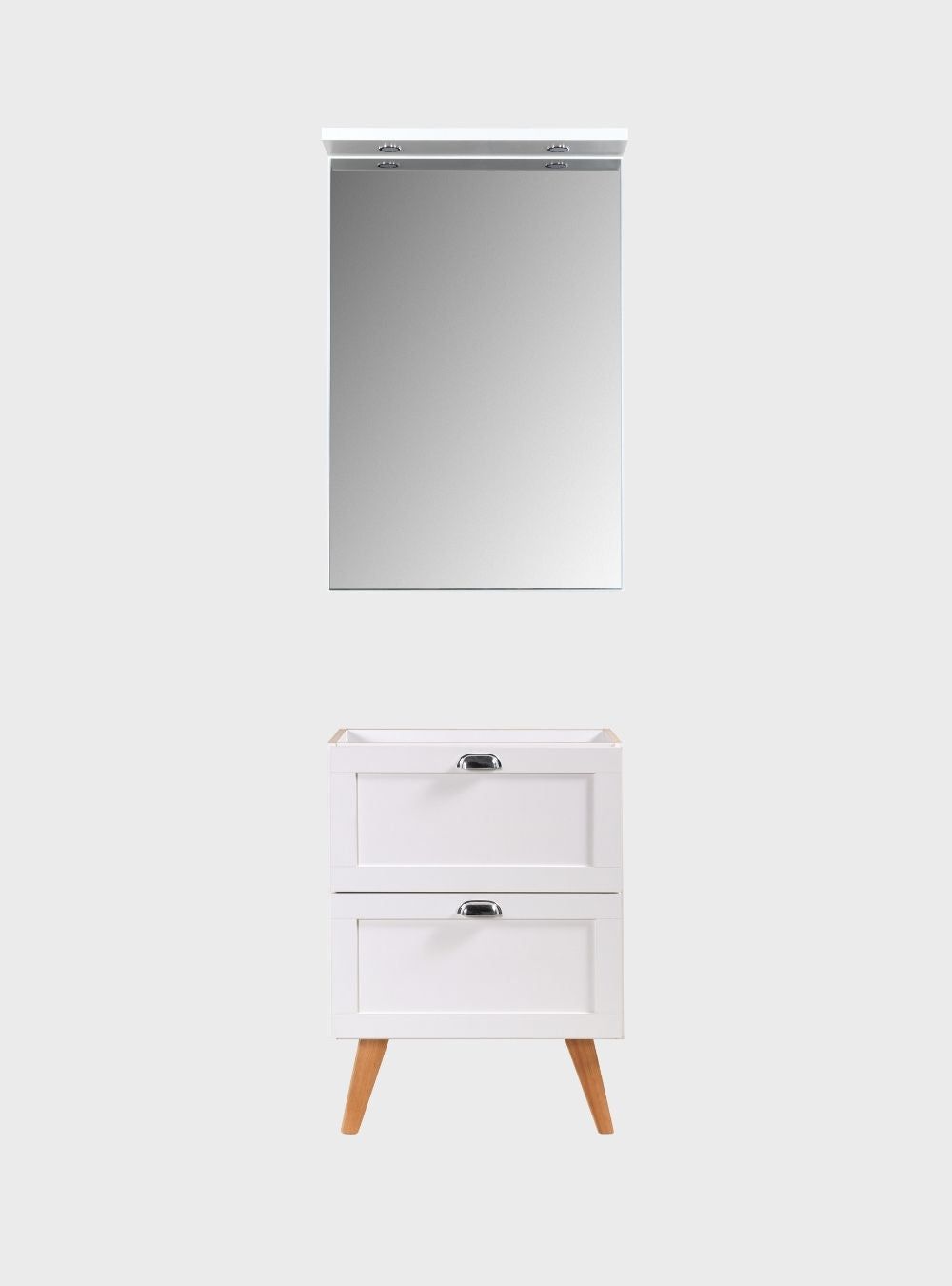 On Móveis Conjuntos de móveis para banheiro Gabinete para Banheiro com Espelheira 60cm Retro Mdf Branco Milano - On Móveis