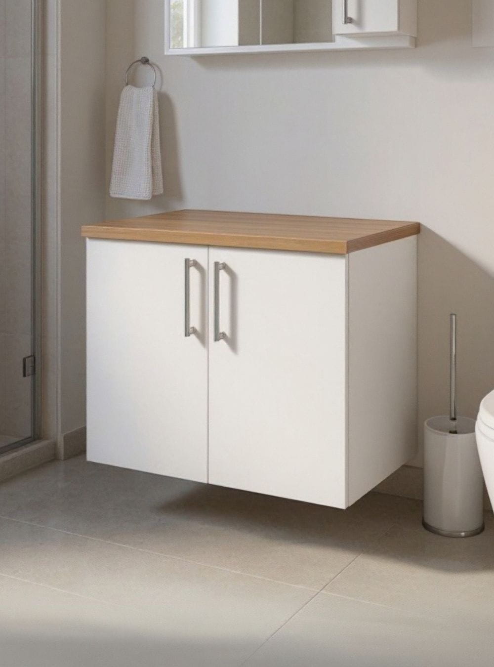 On Móveis Conjuntos de móveis para banheiro Gabinete para Banheiro com Espelheira 80cm Mdf Freijó com Branco Paris - On Móveis