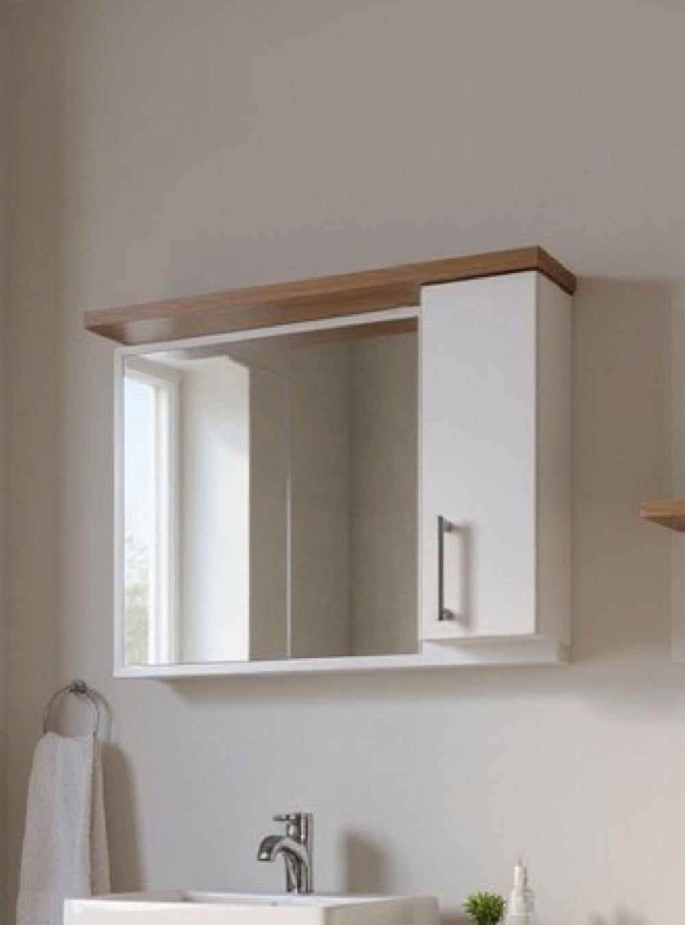 On Móveis Conjuntos de móveis para banheiro Gabinete para Banheiro com Espelheira 80cm Mdf Freijó com Branco Paris - On Móveis