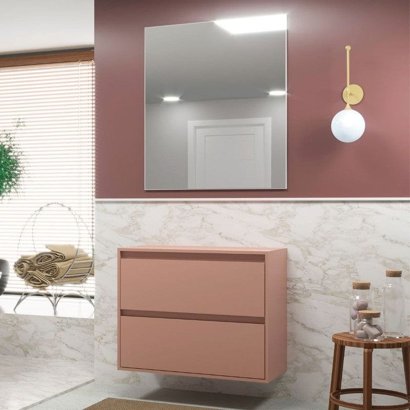 On Móveis Conjuntos de móveis para banheiro 80 Gabinete para Banheiro com Espelheira 80cm Mdf Salmao Dubai - On Móveis