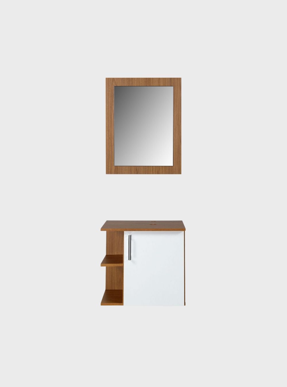 On Móveis Conjuntos de móveis para banheiro Gabinete para Banheiro com Espelho 50cm Mdf Freijo com Branco Moscou - On Móveis