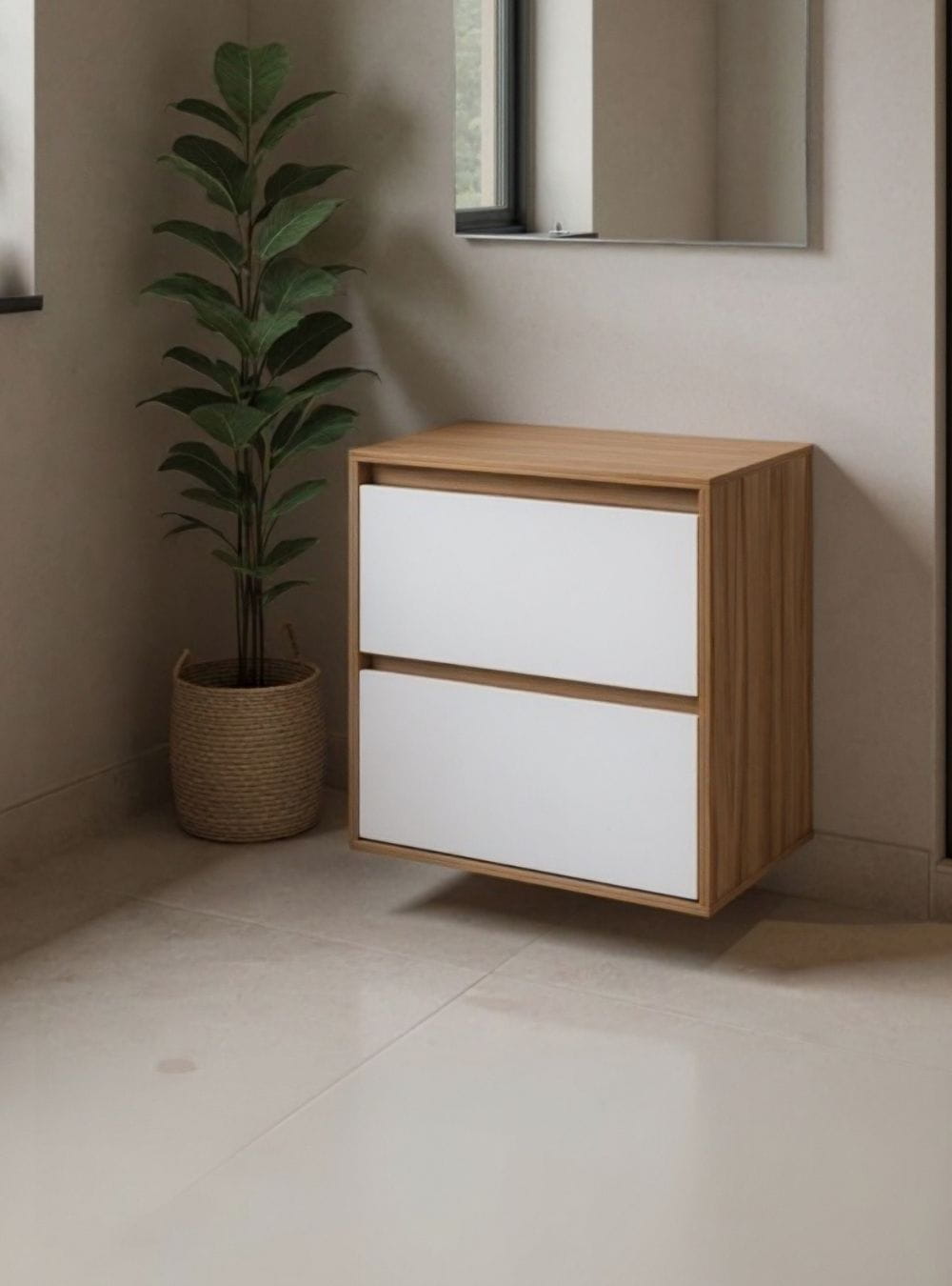 On Móveis Conjuntos de móveis para banheiro Gabinete para Banheiro com Espelho 60cm Mdf Freijo Dubai - On Móveis