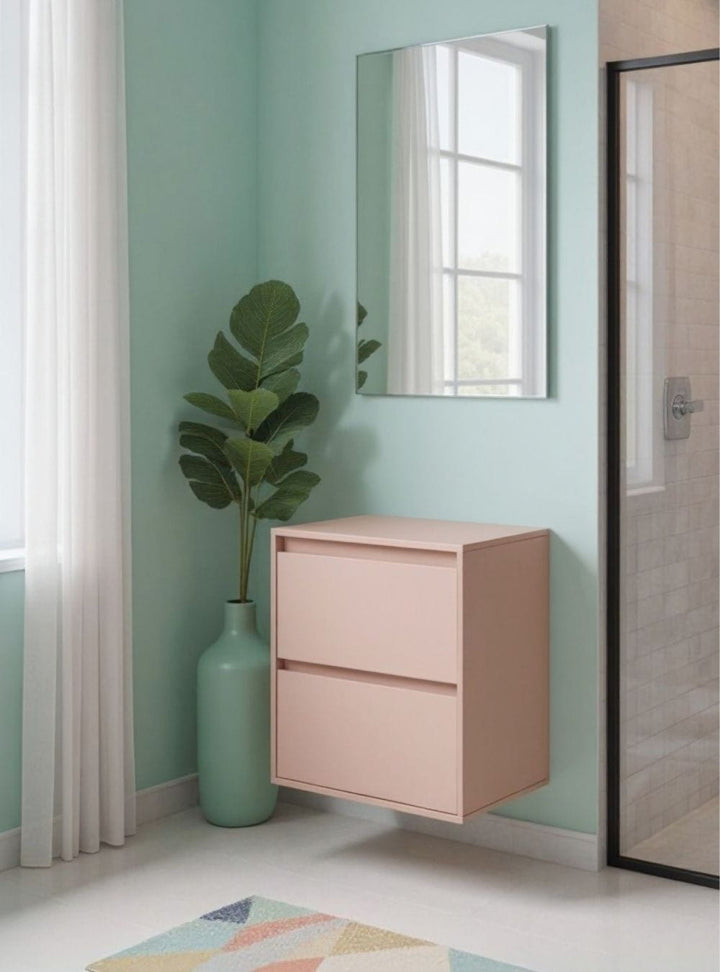 Gabinete para Banheiro com Espelho 60cm MDF Rosa Dubai