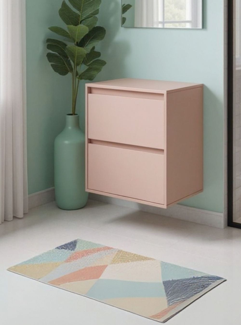 On Móveis Conjuntos de móveis para banheiro Gabinete para Banheiro com Espelho 60cm Mdf Rosa Dubai - On Móveis