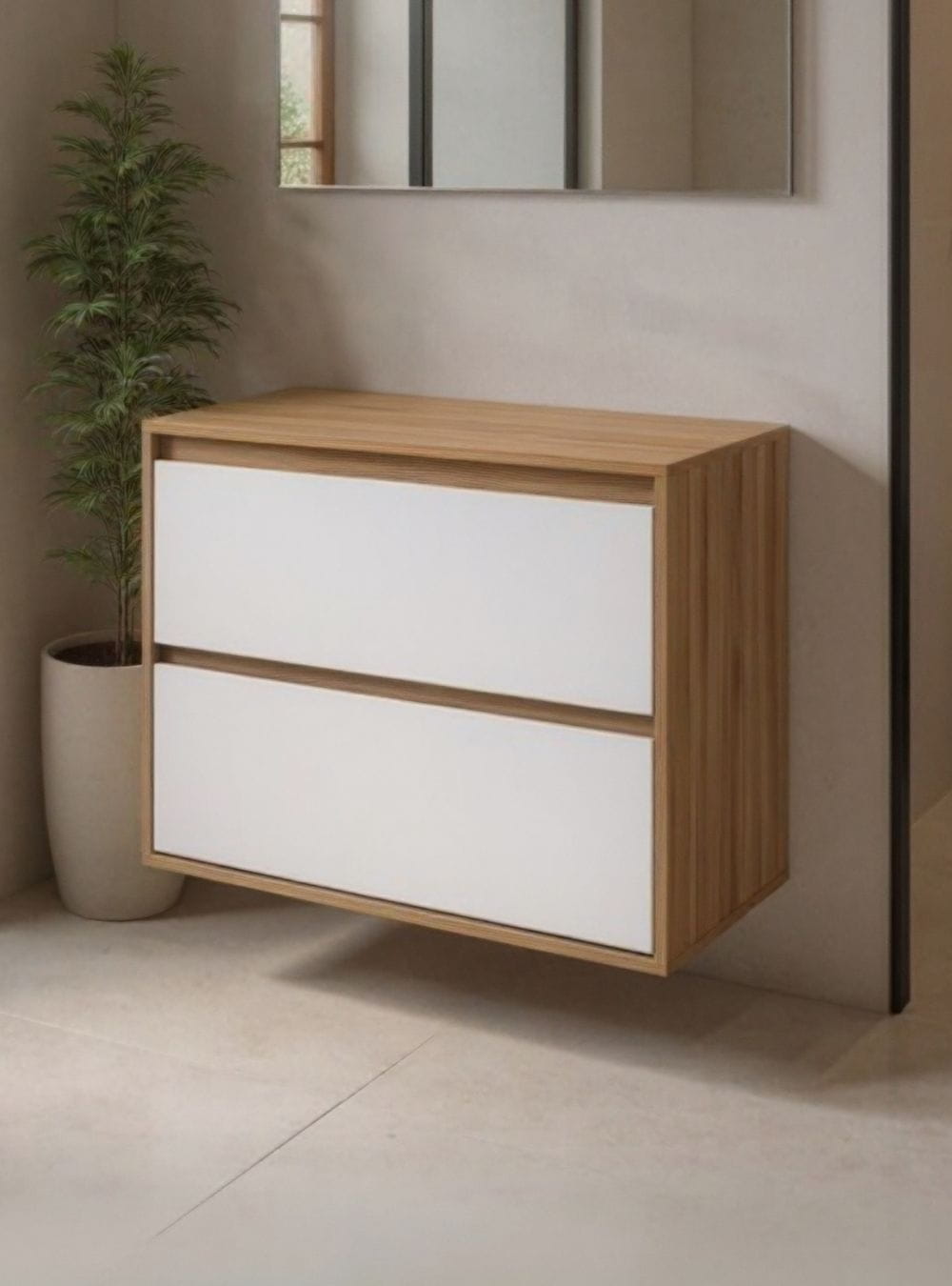 On Móveis Conjuntos de móveis para banheiro Gabinete para Banheiro com Espelho 80cm Mdf Freijo Dubai - On Móveis