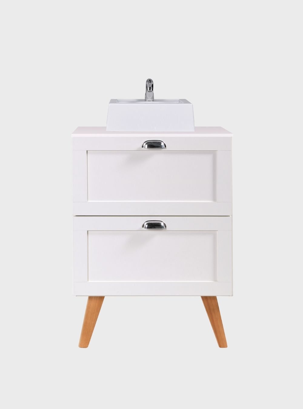 On Móveis Conjuntos de móveis para banheiro Gabinete para Banheiro com Tampo e Cuba 60cm Retro Mdf Branco Milano - On Móveis