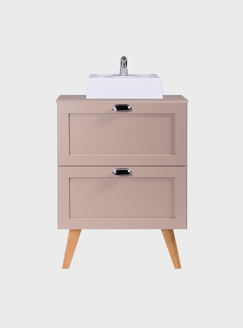 On Móveis Conjuntos de móveis para banheiro Gabinete para Banheiro com Tampo e Cuba 60cm Retro Mdf Rosa Milano - On Móveis