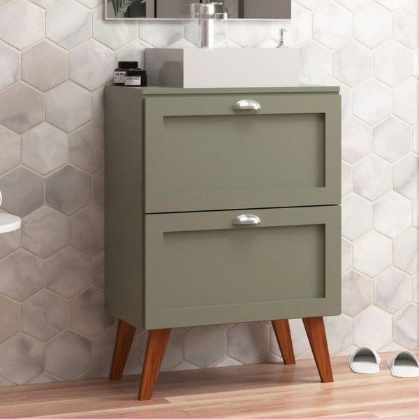 On Móveis Conjuntos de móveis para banheiro Gabinete para Banheiro com Tampo e Cuba 60cm Retro Mdf Verde Milano - On Móveis