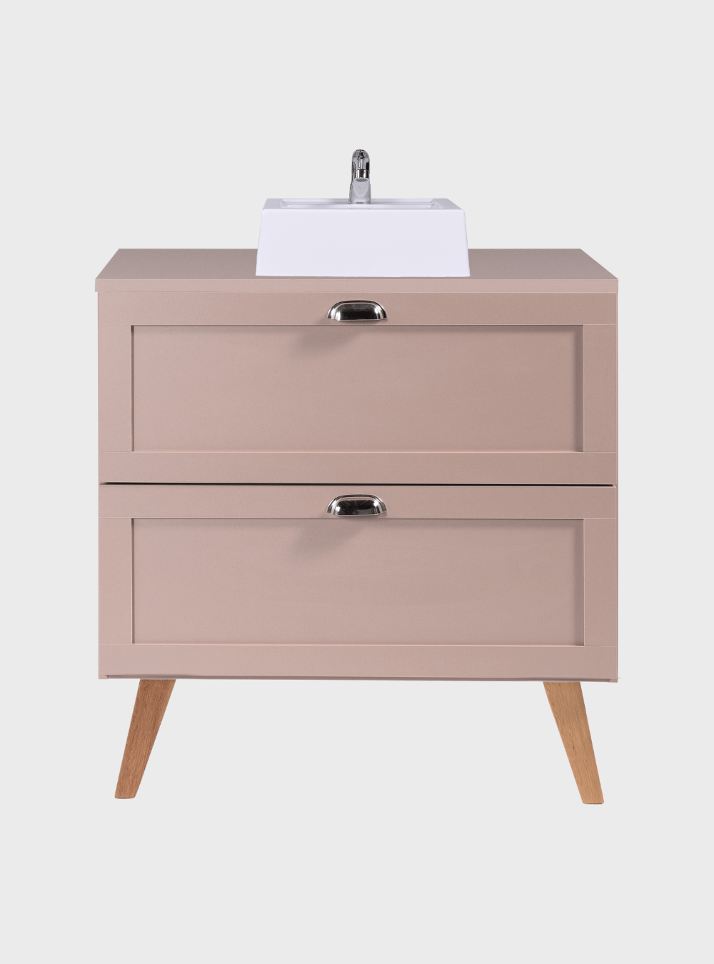 On Móveis Conjuntos de móveis para banheiro Gabinete para Banheiro com Tampo e Cuba 80cm Retro Mdf Rosa Milano - On Móveis