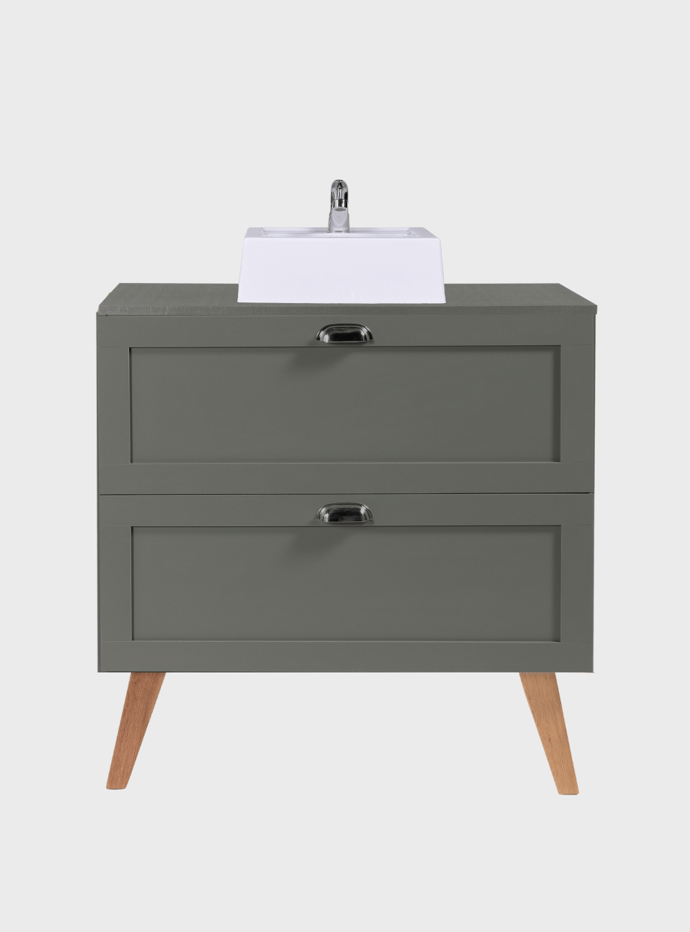 On Móveis Conjuntos de móveis para banheiro Gabinete para Banheiro com Tampo e Cuba 80cm Retro Mdf Verde Milano - On Móveis