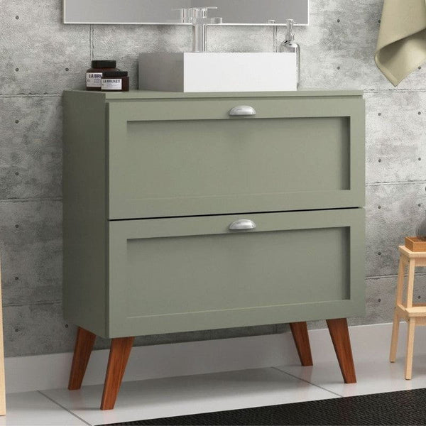 On Móveis Conjuntos de móveis para banheiro Gabinete para Banheiro com Tampo e Cuba 80cm Retro Mdf Verde Milano - On Móveis