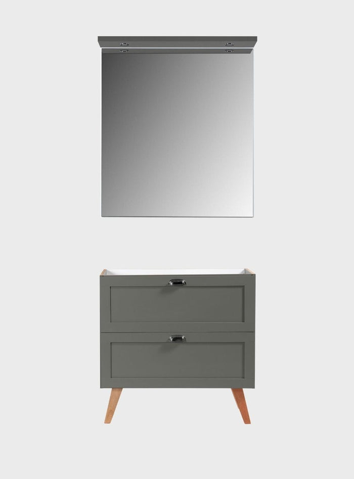 Gabinete para Banheiro e Espelho com Led 80cm Retro Mdf Verde Milano - On Móveis