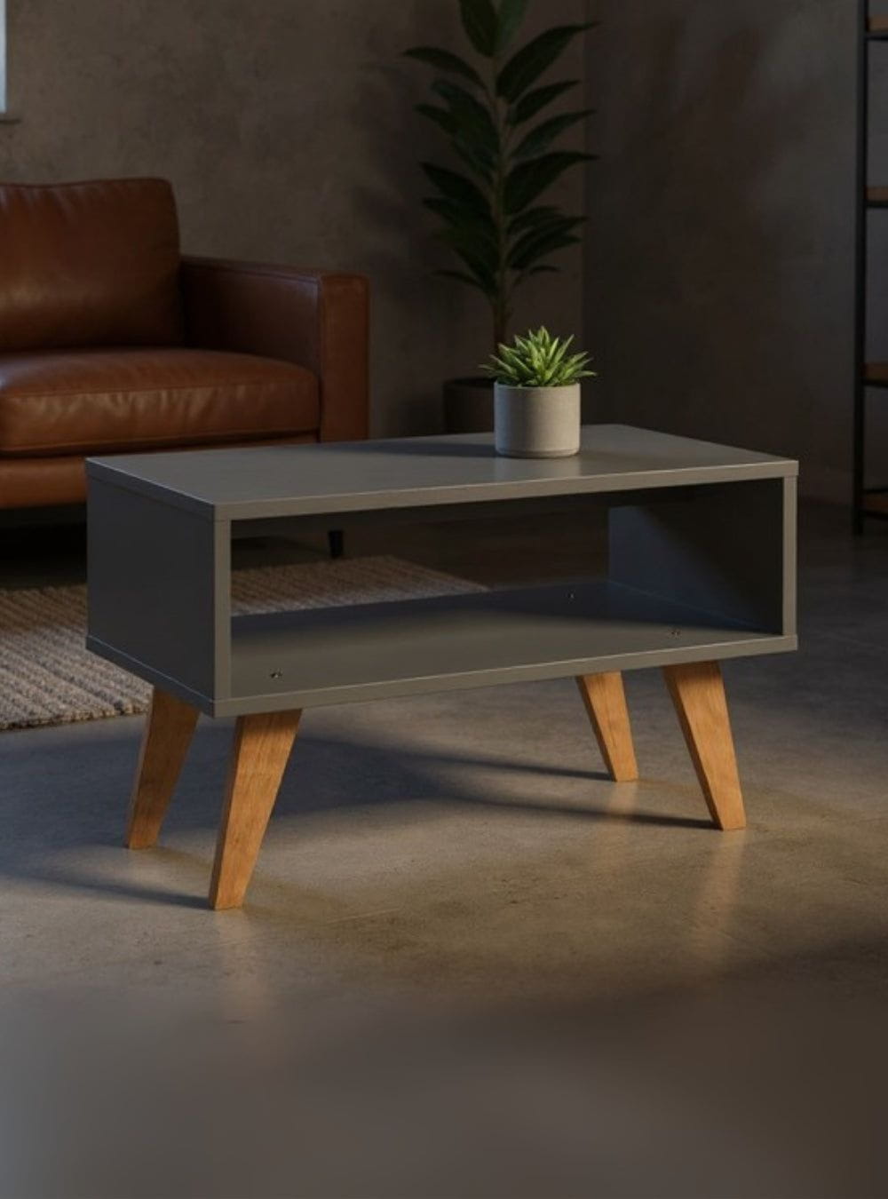 On Móveis Conjuntos de móveis para sala de estar Mesa de Centro Retro 60cm Mdf Grafite - On Móveis