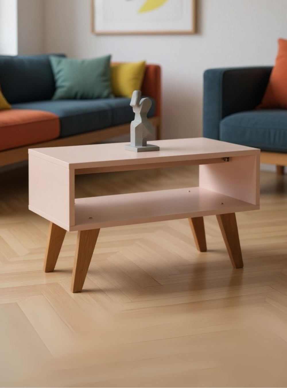 On Móveis Conjuntos de móveis para sala de estar Mesa de Centro Retro 60cm Mdf Rosa - On Móveis