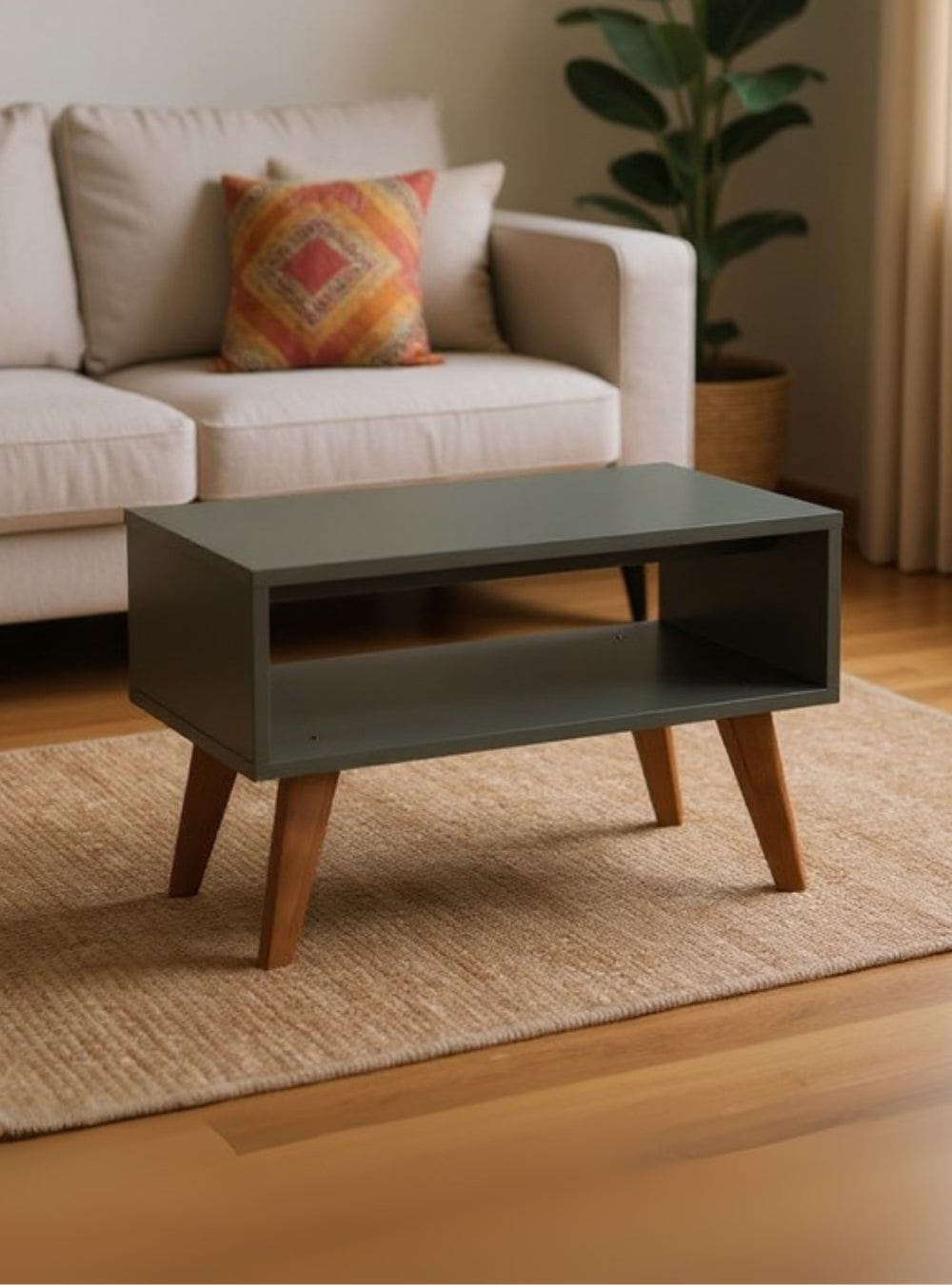 On Móveis Conjuntos de móveis para sala de estar Mesa de Centro Retro 60cm Mdf Verde - On Móveis