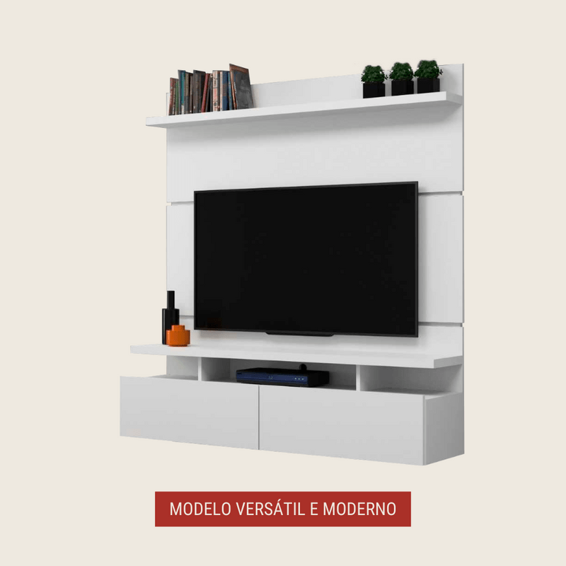 On Móveis Conjuntos de móveis para sala de estar 130 Painel para TV Até 55 Polegadas 130cm Mdf Branco Veneza - On Móveis