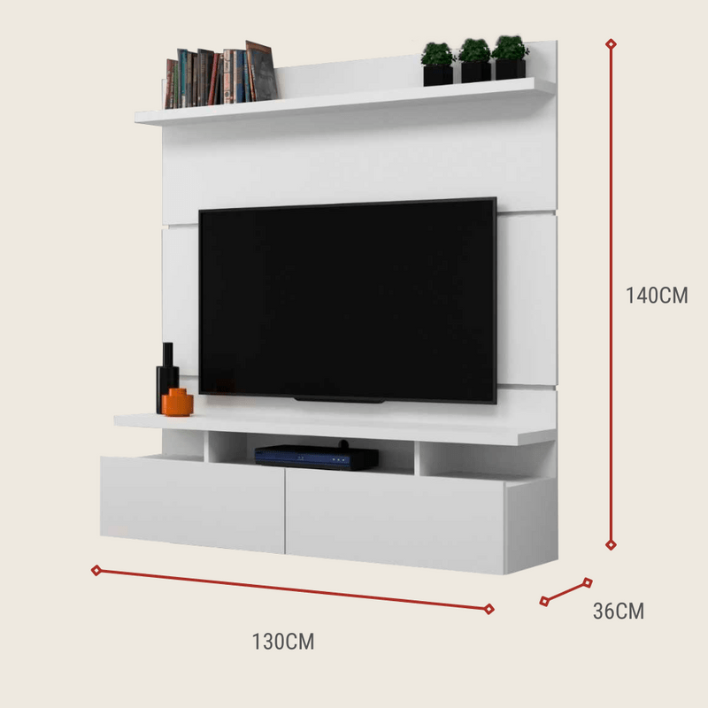 On Móveis Conjuntos de móveis para sala de estar 130 Painel para TV Até 55 Polegadas 130cm Mdf Branco Veneza - On Móveis