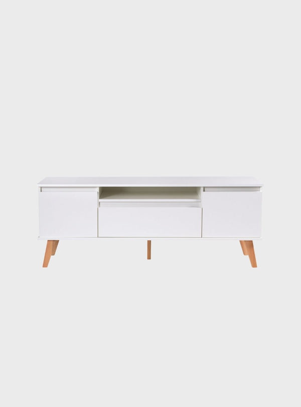 On Móveis Conjuntos de móveis para sala de estar Rack para TV 150cm Retro Mdf Branco Dallas - On Móveis
