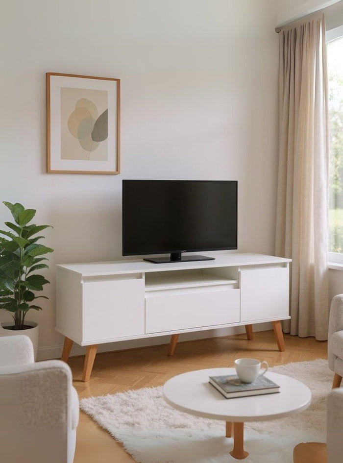 Rack para TV 150cm Retro Mdf Branco Dallas - On Móveis