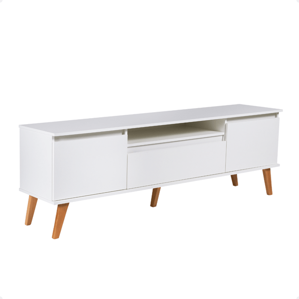 On Móveis Conjuntos de móveis para sala de estar Rack para TV 150cm Retro Mdf Branco Dallas - On Móveis