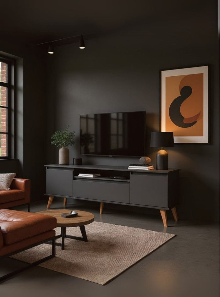 Rack para TV 150cm Retro Mdf Grafite Dallas - On Móveis