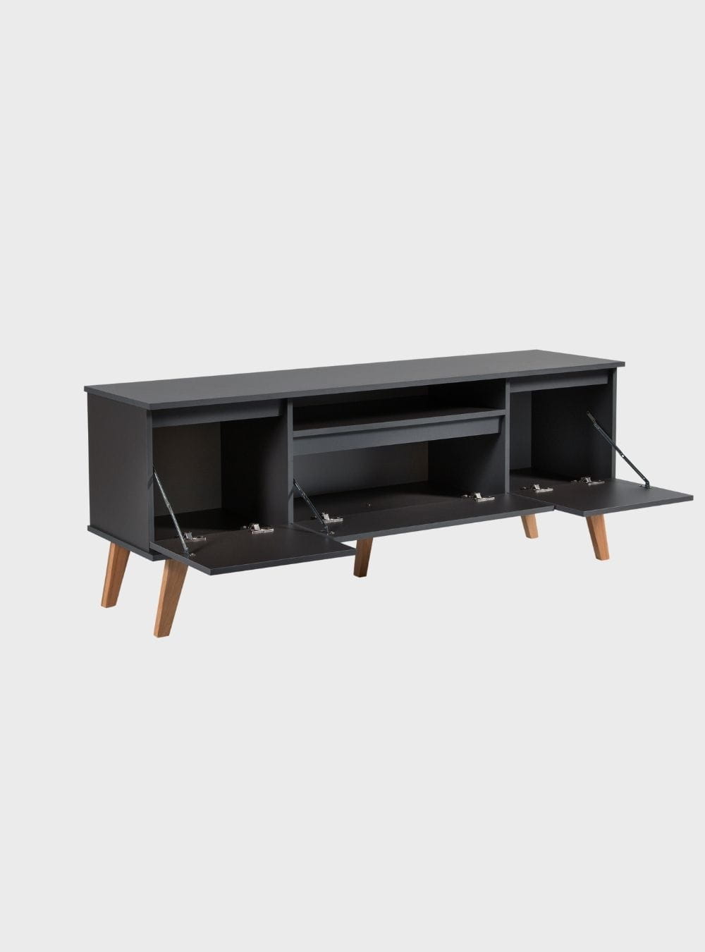 On Móveis Conjuntos de móveis para sala de estar Rack para TV 150cm Retro Mdf Grafite Dallas - On Móveis