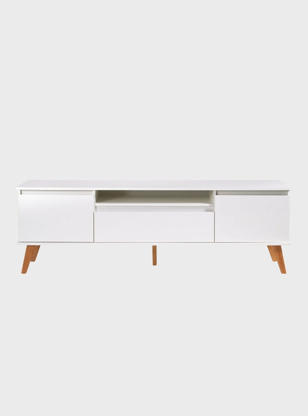 On Móveis Conjuntos de móveis para sala de estar Rack para TV 180cm Retro Mdf Branco Dallas - On Móveis