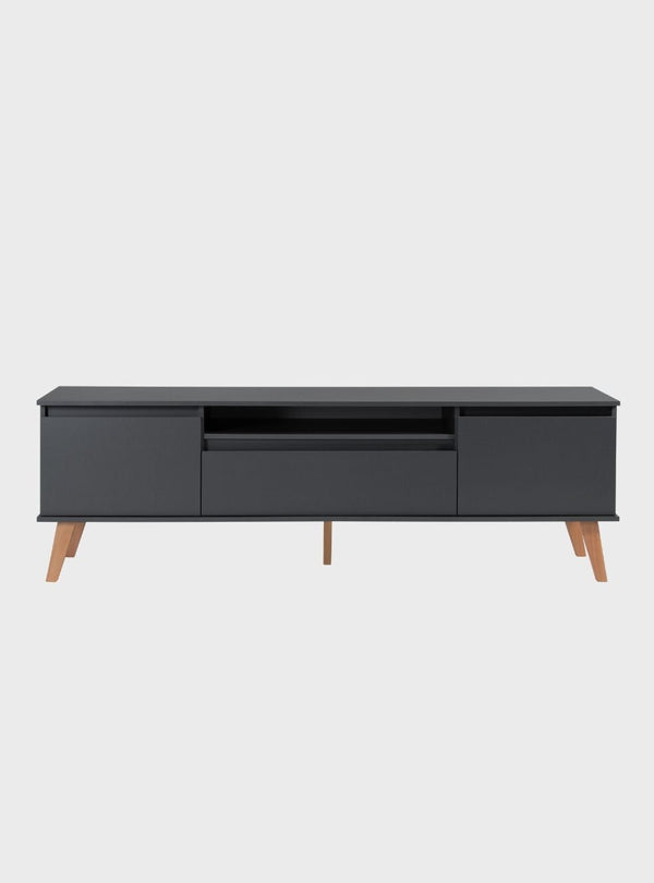 On Móveis Conjuntos de móveis para sala de estar Rack para TV 180cm Retro Mdf Grafite Dallas - On Móveis