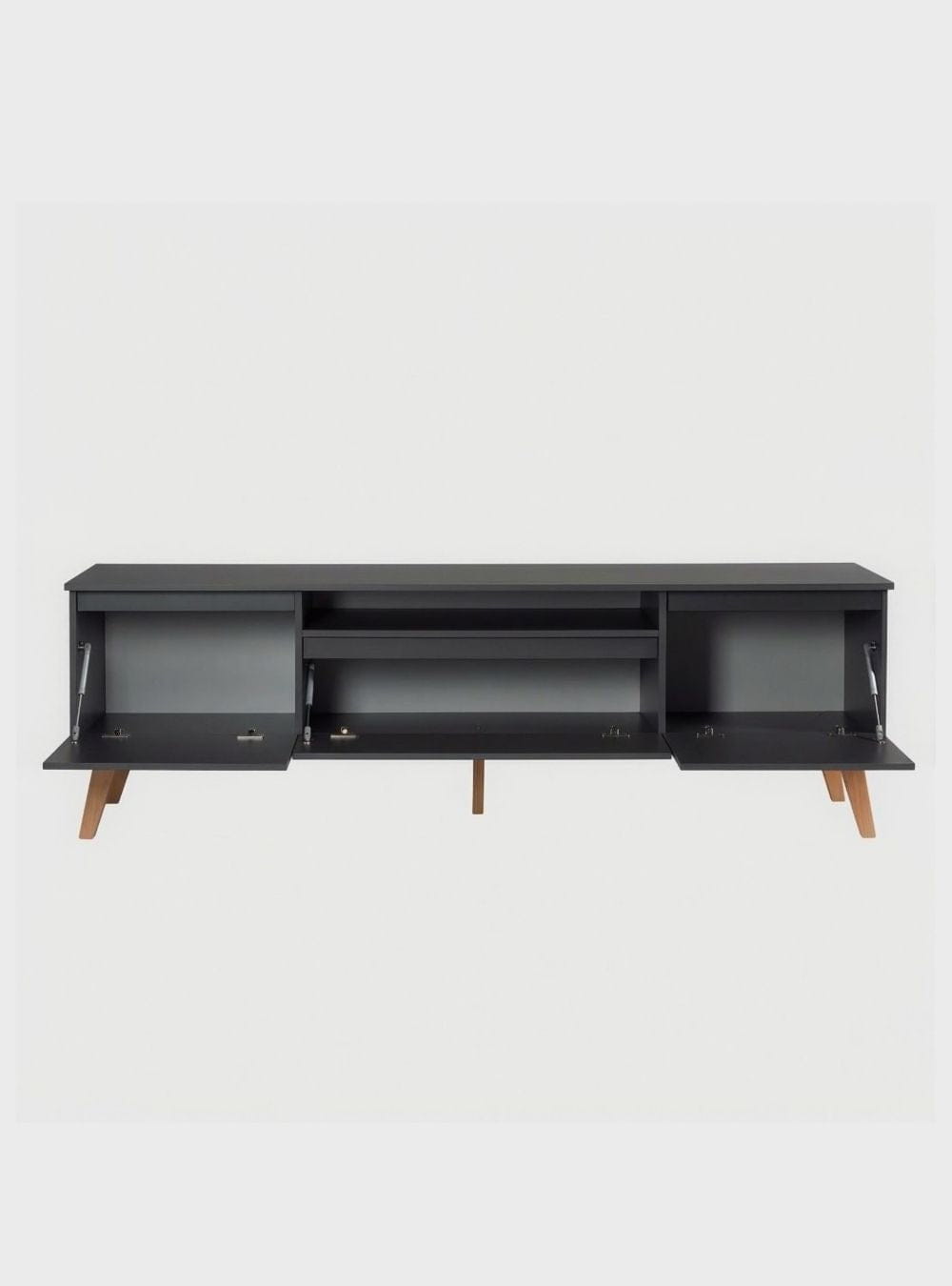 On Móveis Conjuntos de móveis para sala de estar Rack para TV 180cm Retro Mdf Grafite Dallas - On Móveis