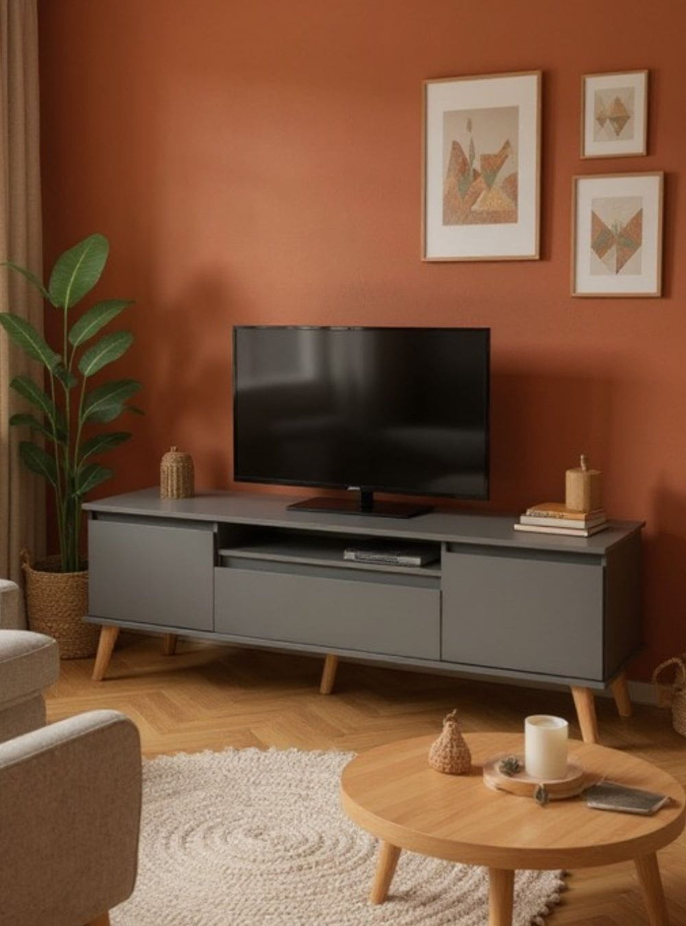 On Móveis Conjuntos de móveis para sala de estar Rack para TV 180cm Retro Mdf Verde Dallas - On Móveis