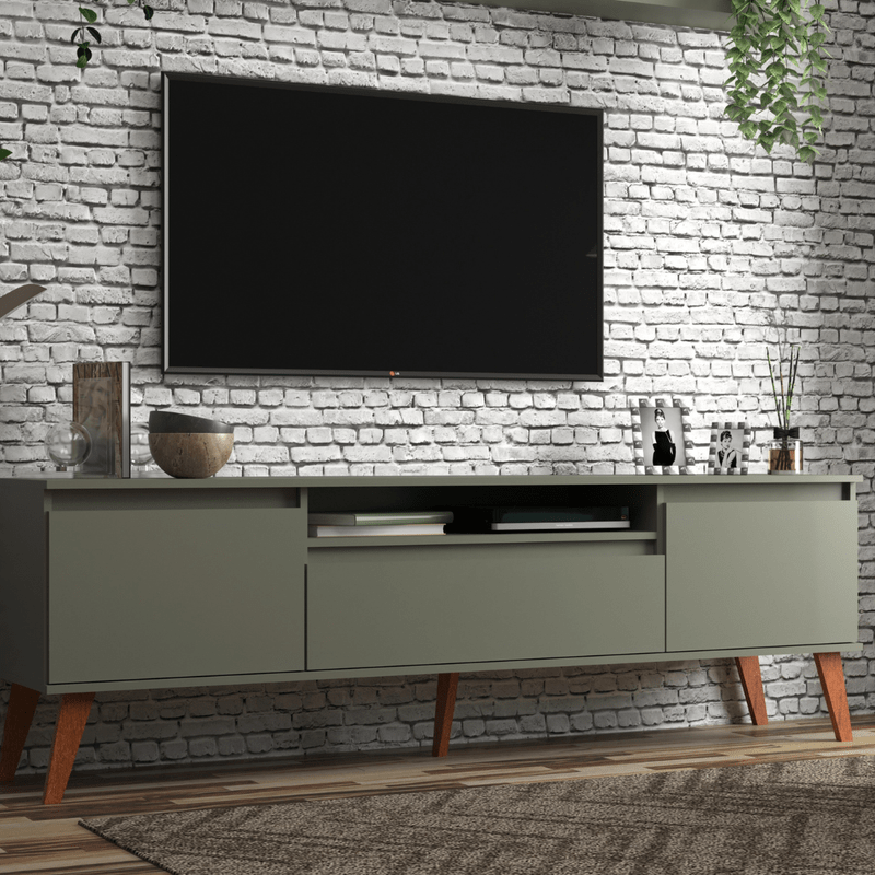 On Móveis Conjuntos de móveis para sala de estar Rack para TV 180cm Retro Mdf Verde Dallas - On Móveis