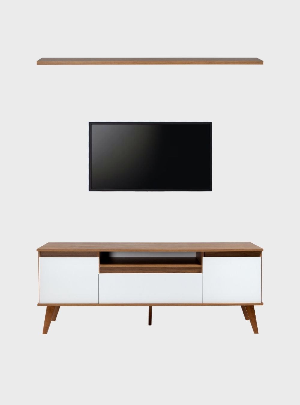 On Móveis Conjuntos de móveis para sala de estar Rack para TV com Prateleira 150cm Retro Mdf Freijo Dallas - On Móveis