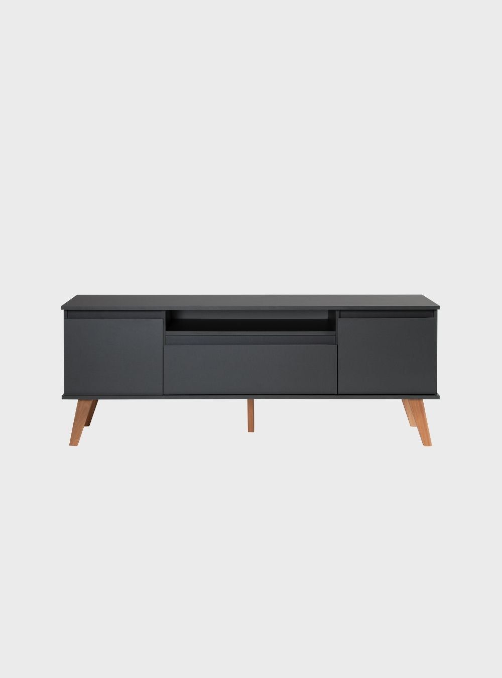 On Móveis Conjuntos de móveis para sala de estar Rack para TV com Prateleira 150cm Retro Mdf Grafite Dallas - On Móveis