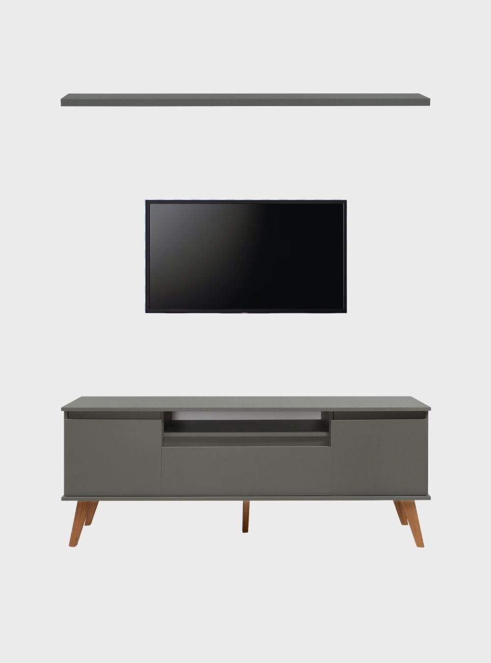 On Móveis Conjuntos de móveis para sala de estar Rack para TV com Prateleira 150cm Retro Mdf Verde Dallas - On Móveis