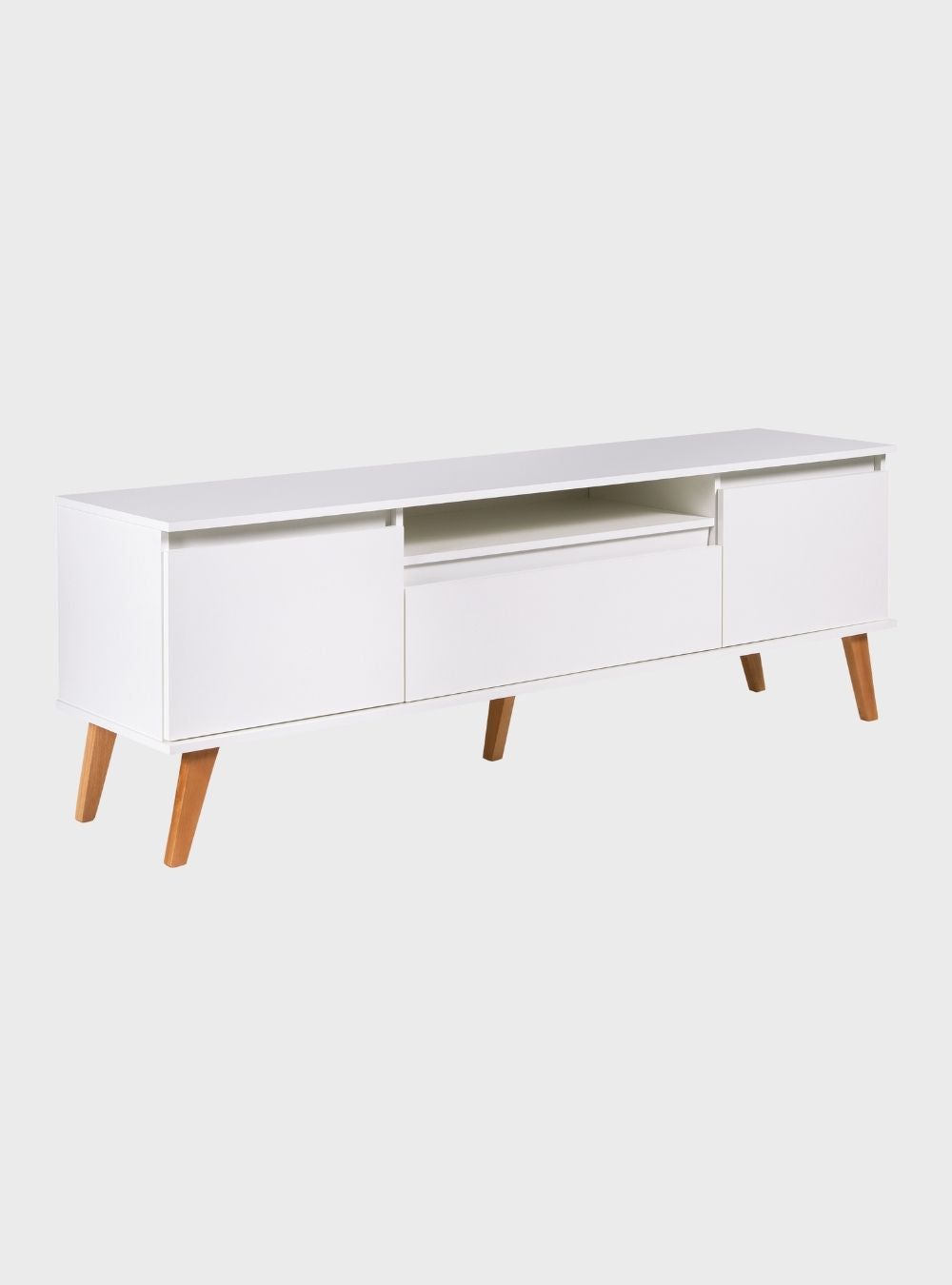 On Móveis Conjuntos de móveis para sala de estar Rack para TV com Prateleira 180cm Retro Mdf Branco Dallas - On Móveis
