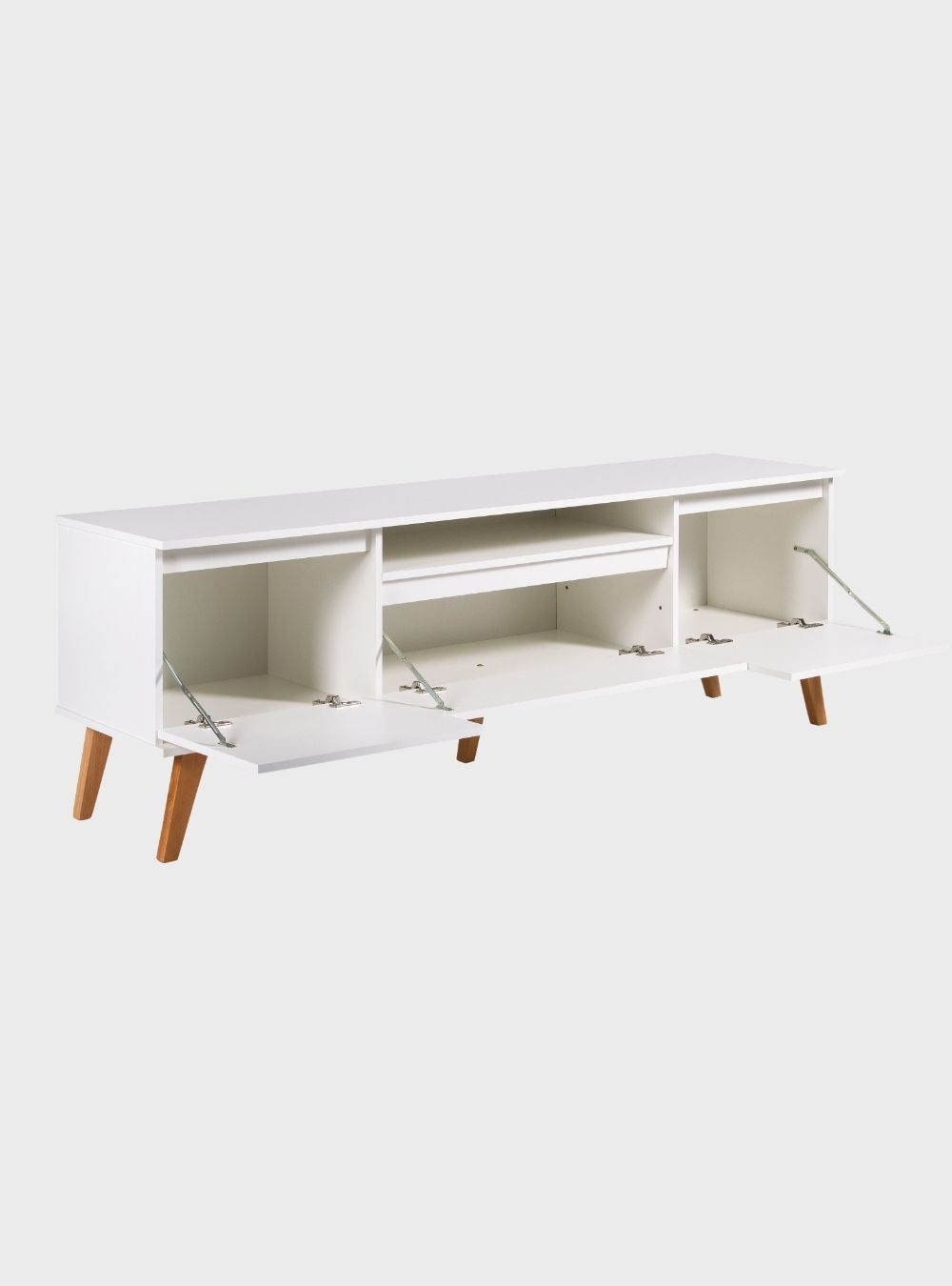On Móveis Conjuntos de móveis para sala de estar Rack para TV com Prateleira 180cm Retro Mdf Branco Dallas - On Móveis