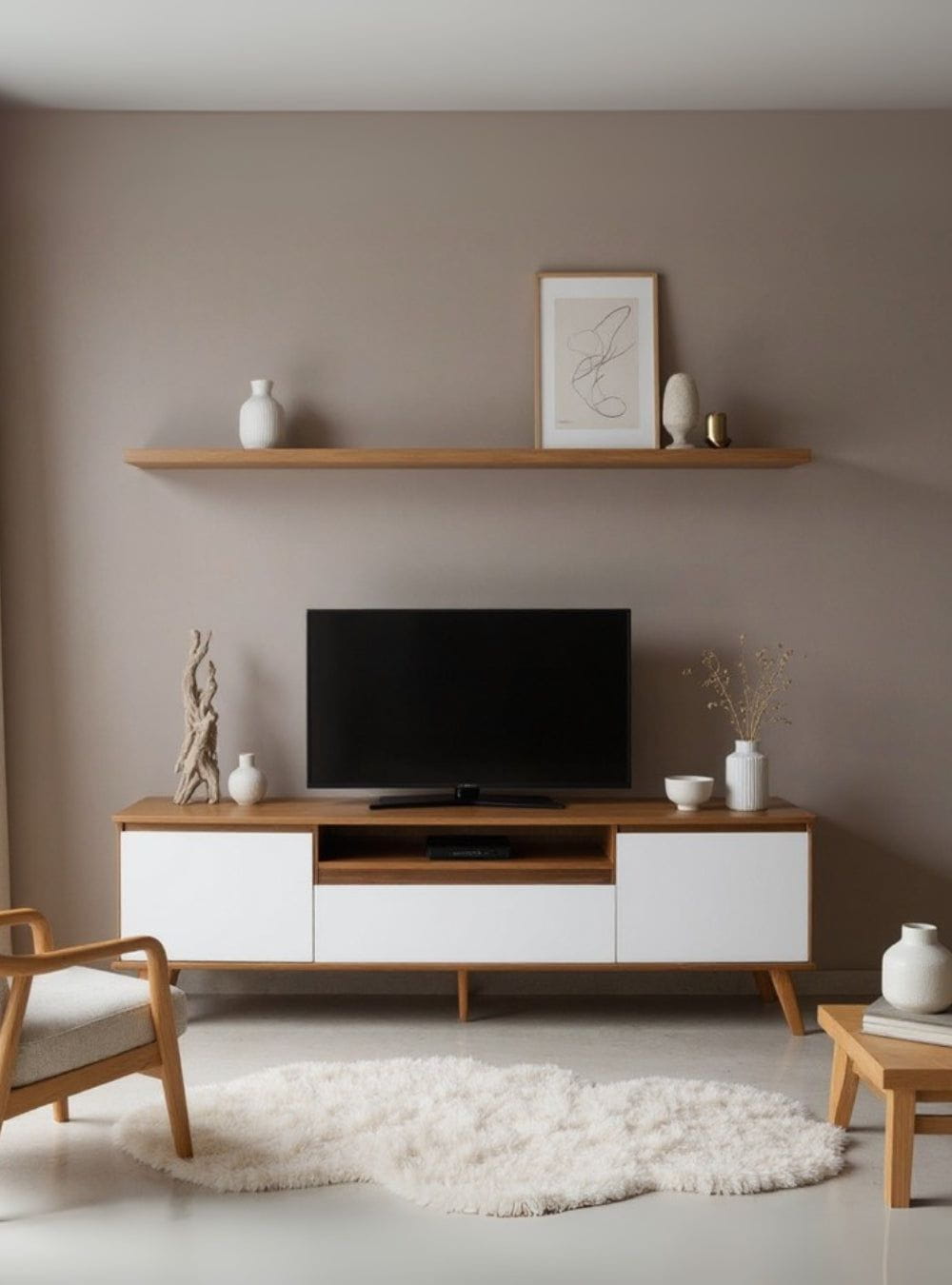 On Móveis Conjuntos de móveis para sala de estar Rack para TV com Prateleira 180cm Retro Mdf Freijo com Branco Dallas - On Móveis