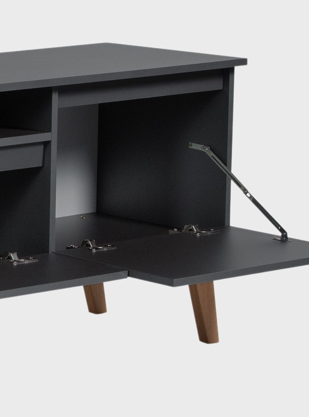On Móveis Conjuntos de móveis para sala de estar Rack para TV com Prateleira 180cm Retro Mdf Grafite Dallas - On Móveis