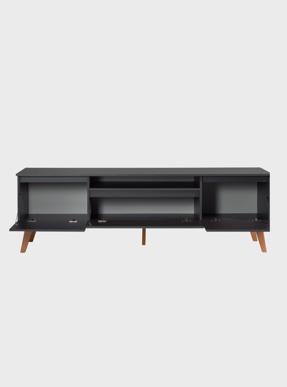 On Móveis Conjuntos de móveis para sala de estar Rack para TV com Prateleira 180cm Retro Mdf Grafite Dallas - On Móveis