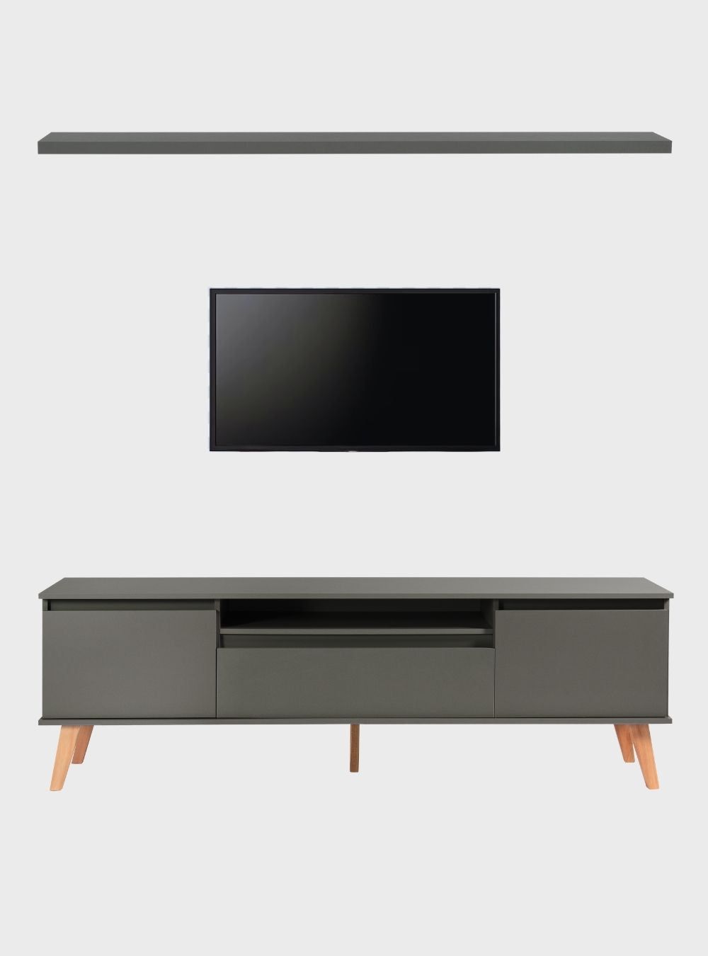 On Móveis Conjuntos de móveis para sala de estar Rack para TV com Prateleira 180cm Retro Mdf Verde Dallas - On Móveis