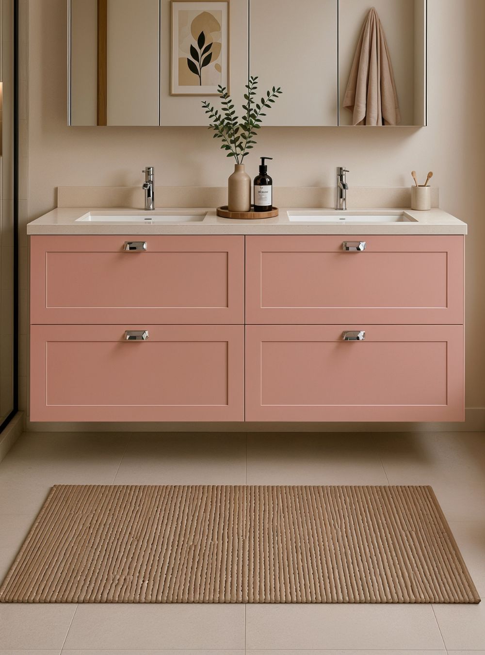 Gabinete para Banheiro 160cm Retro Mdf Rosa Milano - On Móveis