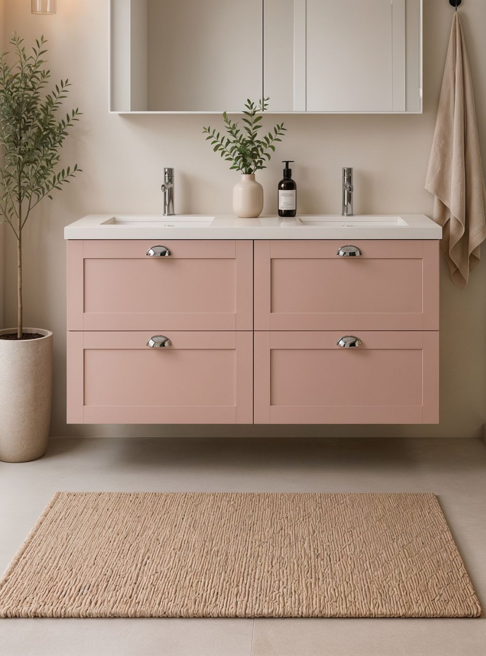 Gabinete para Banheiro 120cm Retro Mdf Rosa Milano - On Móveis