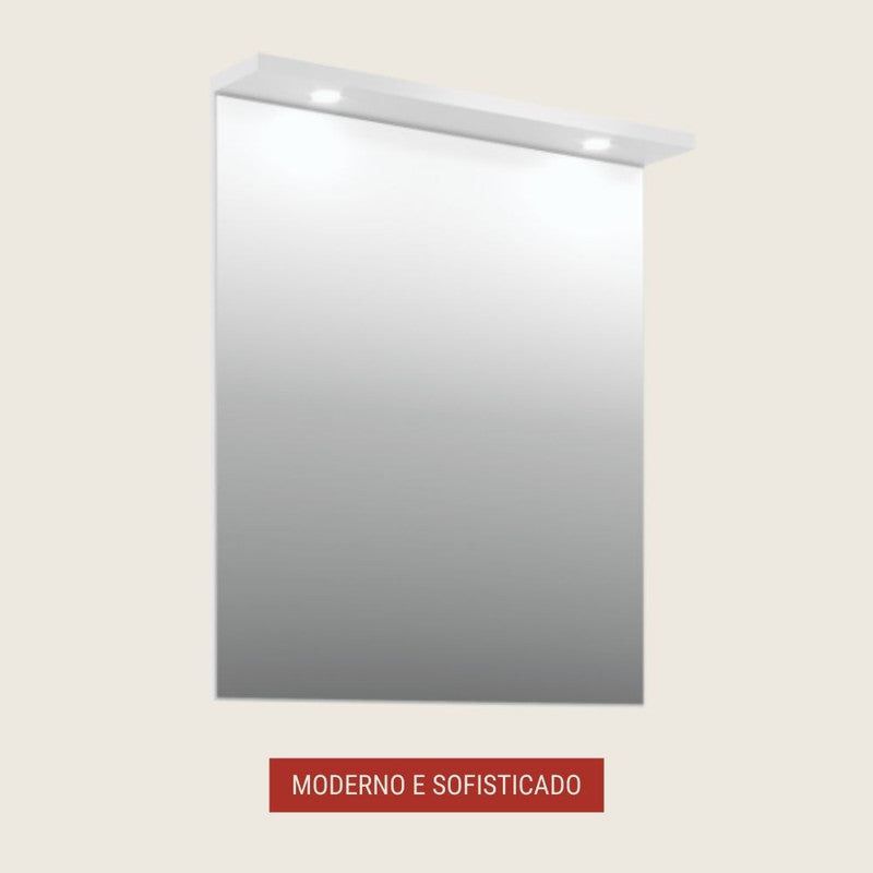 On Móveis Espelhos 80 Espelho para Banheiro 80cm Mdf Branco Milano - On Móveis