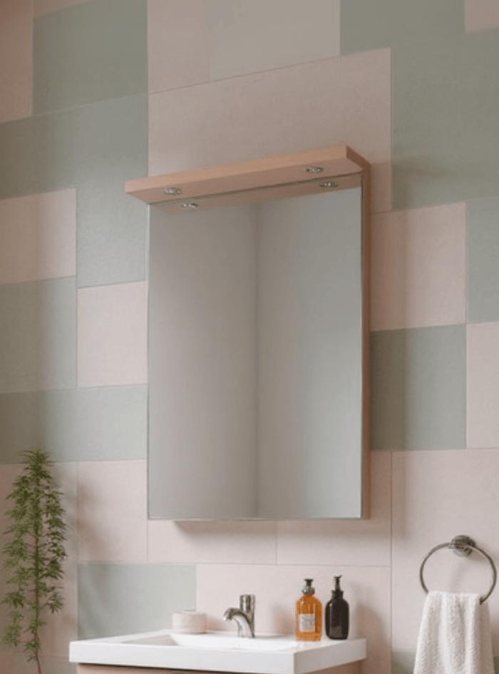 Espelho para Banheiro Com Led 60cm Mdf Rosa - On Móveis